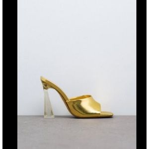Zara Metallic gold heeled mules